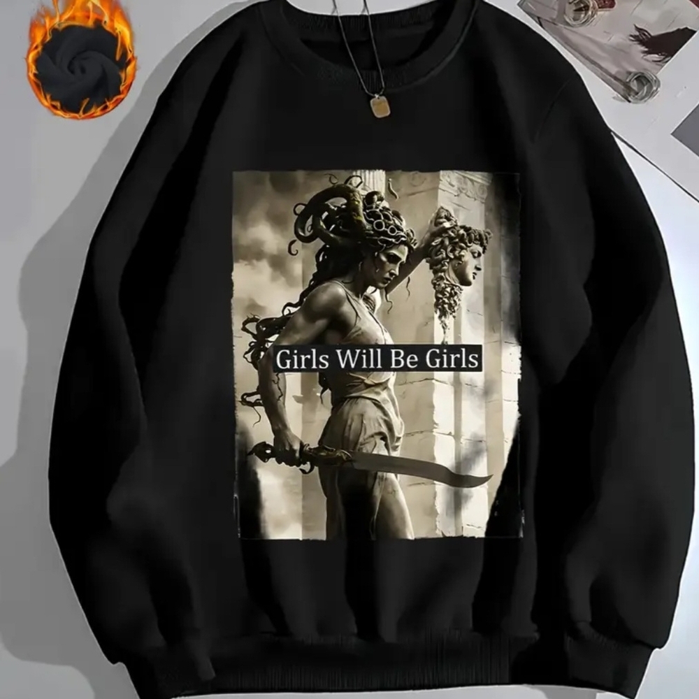 Black Graphic Sweatshirt - Girls Will Be Girls